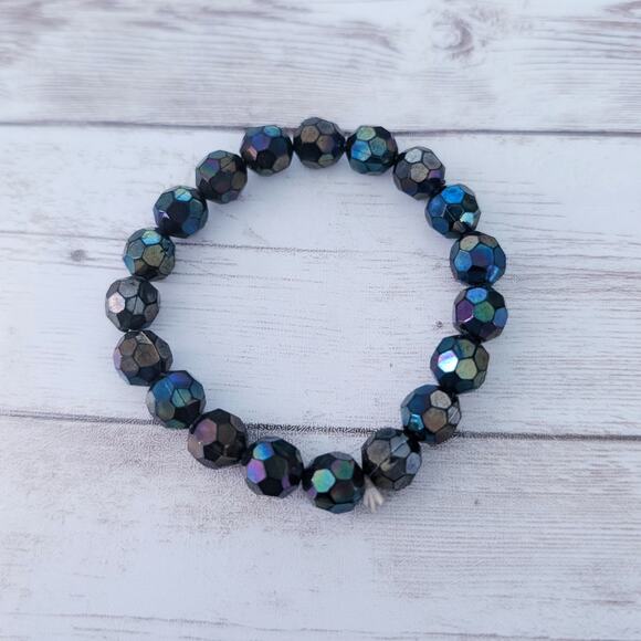 Vintage Stretch Bracelet Dark Multi Colored - Fair Condition - Picture 4 of 8